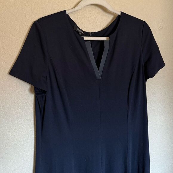 Lafayette 148 NY‎ V-Neck Flowy Maxi Dress Sz Large Deep Blue Short Sleeve - Picture 3 of 7